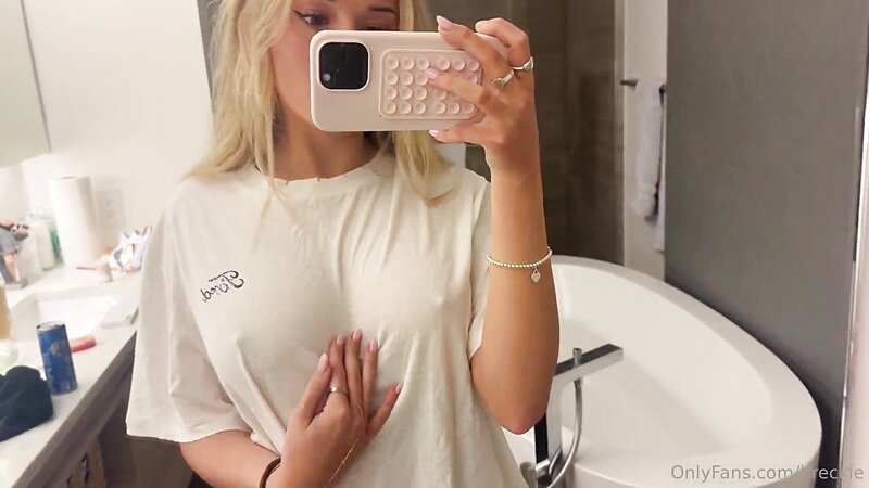Breckie Hill Sexy Titts Play and Nip Slip