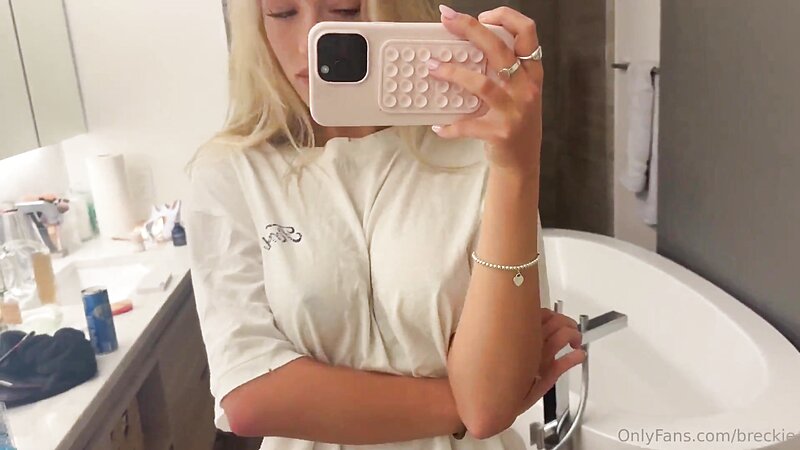 Breckie Hill Sexy Titts Play and Nip Slip