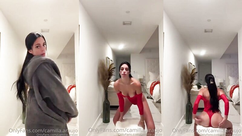Camilla Araujo Sexy Red Mesh Bodysuit