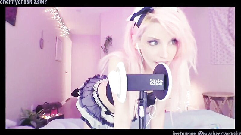 Cherrycrush Whispering and Licking Ears in ASMR