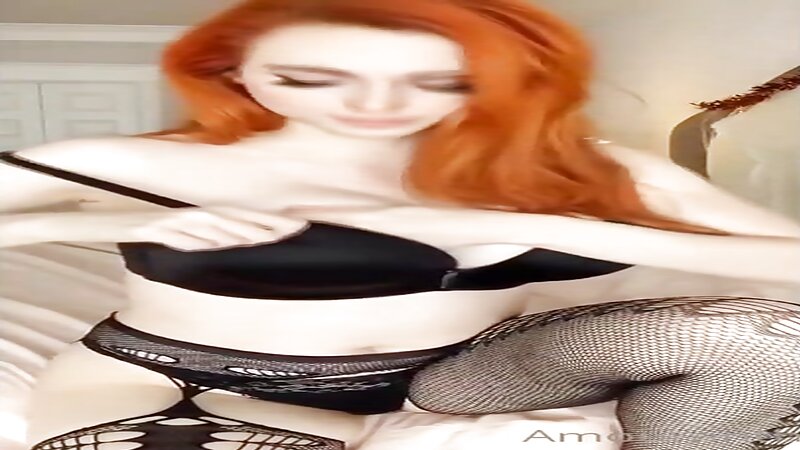 Amouranth Sucking a Banana in Black Lingerie