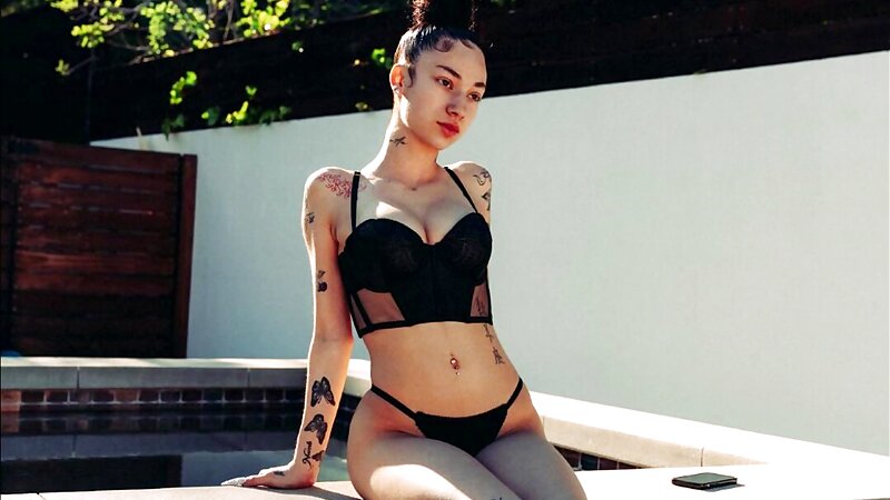 Bhad Bhabie Naked Handbra in Sexy Lingerie
