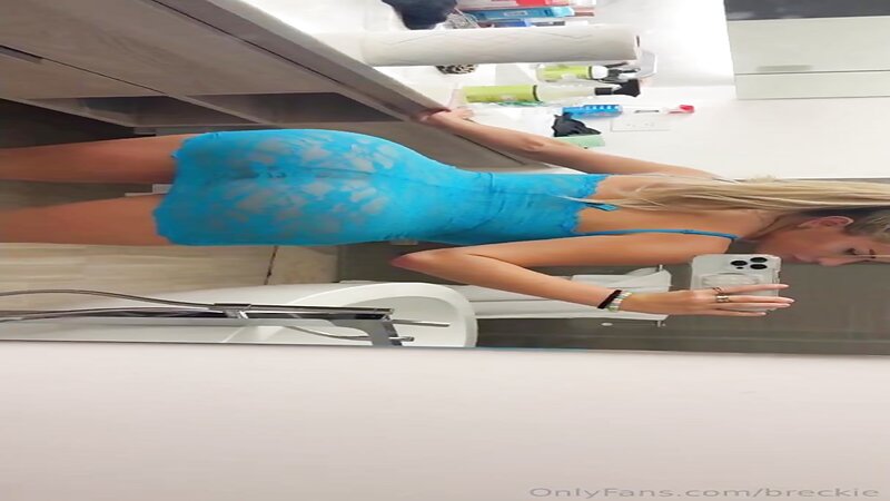 Breckie Hill Nude in Blue See Through Lingerie