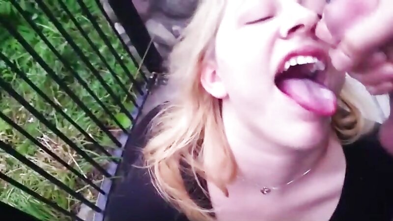 Blonde Girl Taking a Cumshot Outside