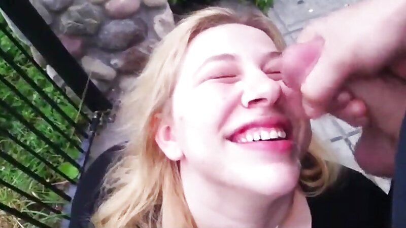 Blonde Girl Taking a Cumshot Outside