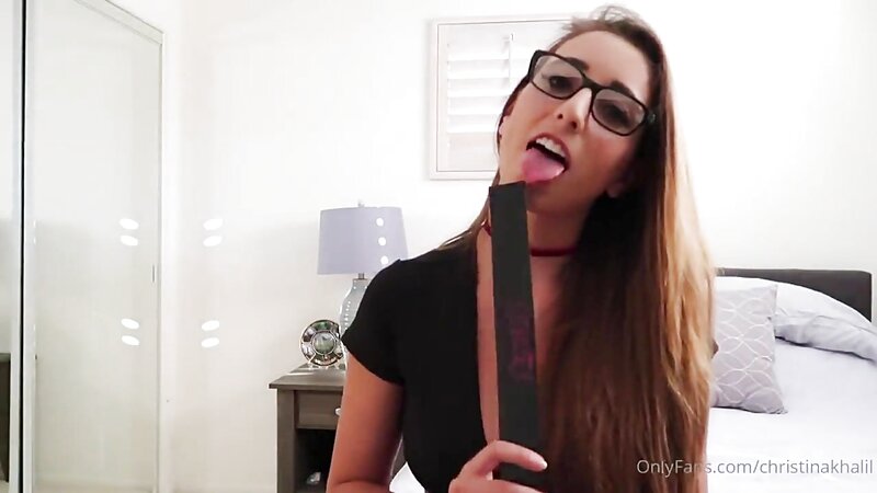 Christina Khalil Naughty School Girl Stripteasing