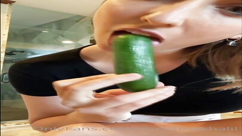 Christina Khalil Sloppy Cucumber Blowjob