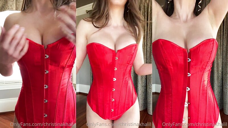 Christina Khalil Nipple Slip in Red Corset