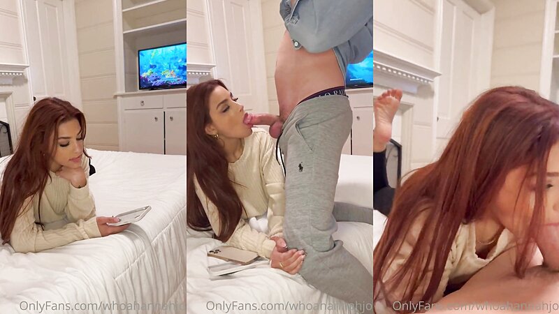 Hannah Jo Sloppy Blowjob in Bed