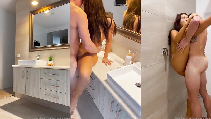 GraceWearsLace Bathroom Sex With Facial