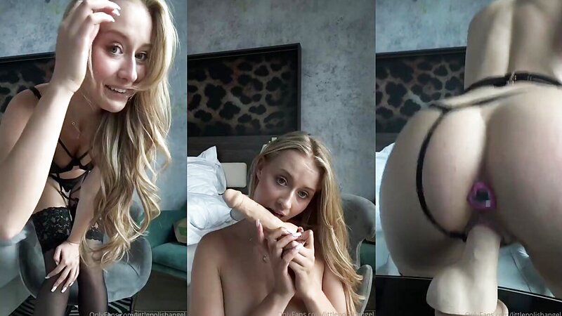 LittlePolishAngel Riding a Dildo with a Butt Plug