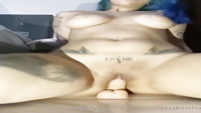 Ruukia Naked Riding a Dildo