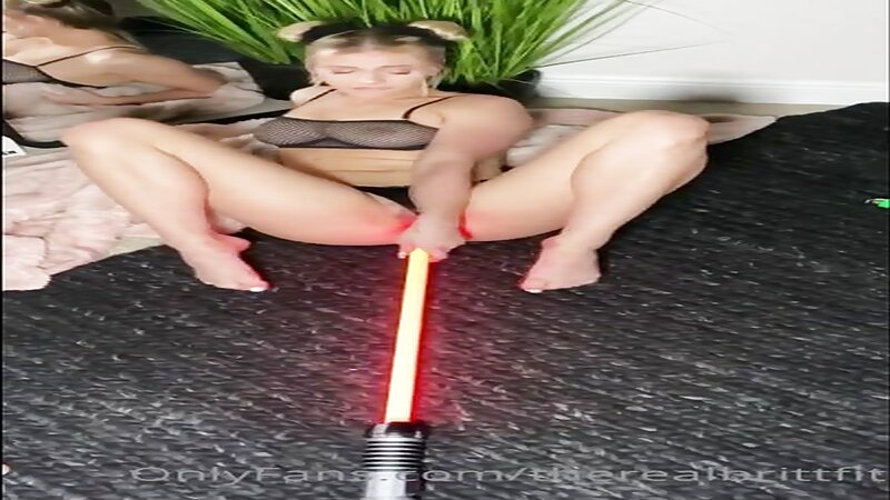 Therealbrittfit Fucking with Light Saber Dildo