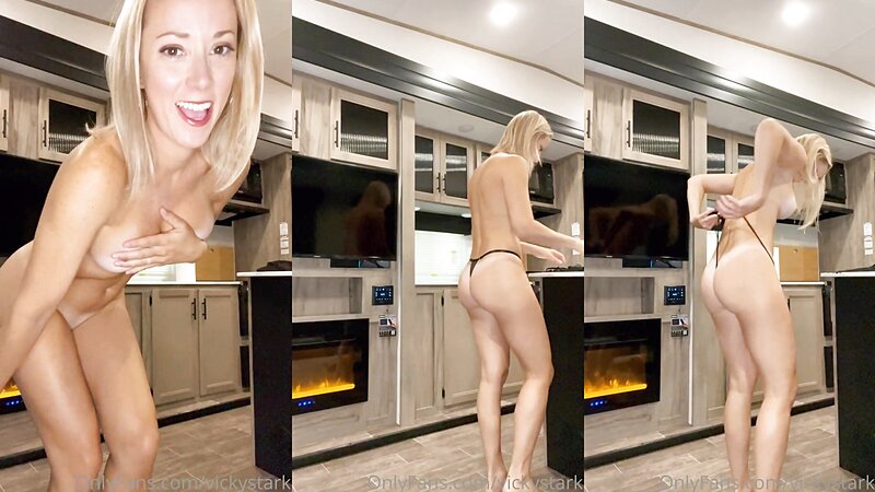 Vicky Stark Nude in Black Lingerie