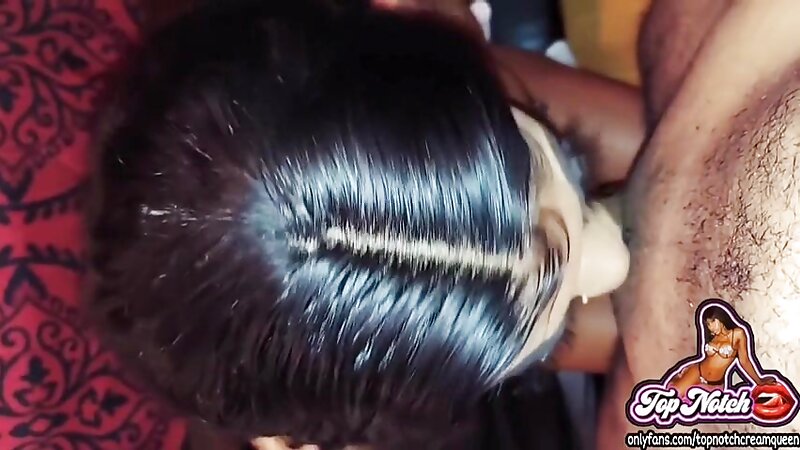 Ebony Babe Sloppy Blowjob and Spit