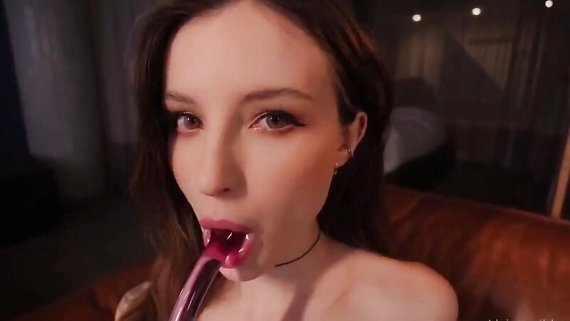 Dainty Wilder Nude Masturbating with a Glass Dildo