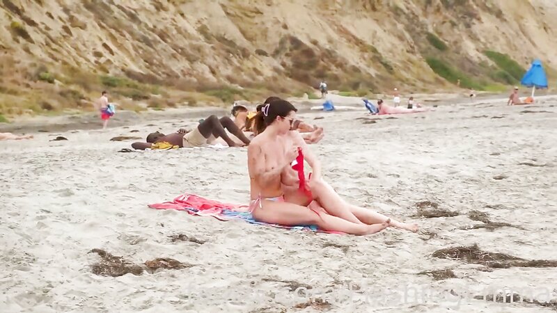 Ellie James Lesbian Action at The Beach