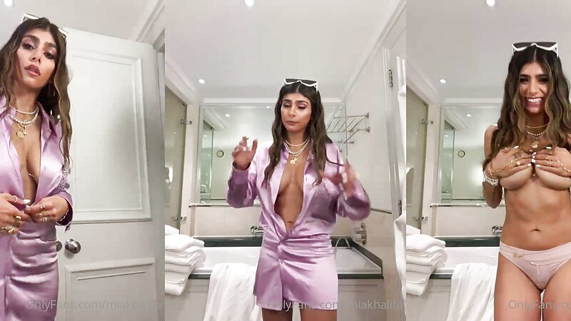 Mia Khalifa Nude Bathroom Striptease show