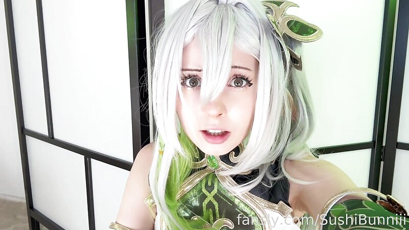 SushiBunniii Cosplay Genshin Impact Riding a Dildo
