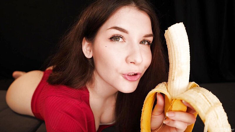 KittyKlaw ASMR Banana Sucking and Eating with Kissing Mouth Sounds