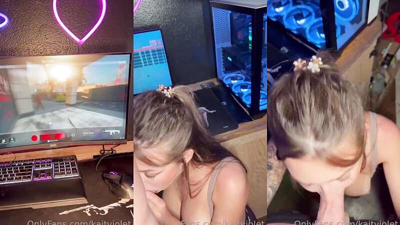 Kait Violet Sucking Cock While Gaming