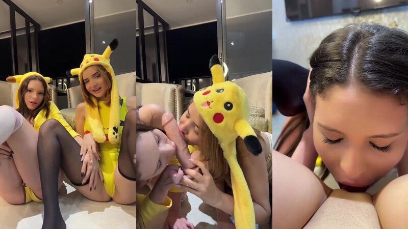 Sofia Rodriguez and Ale Garces Pikachu Cosplay Lesbian Scissoring and Blowjob
