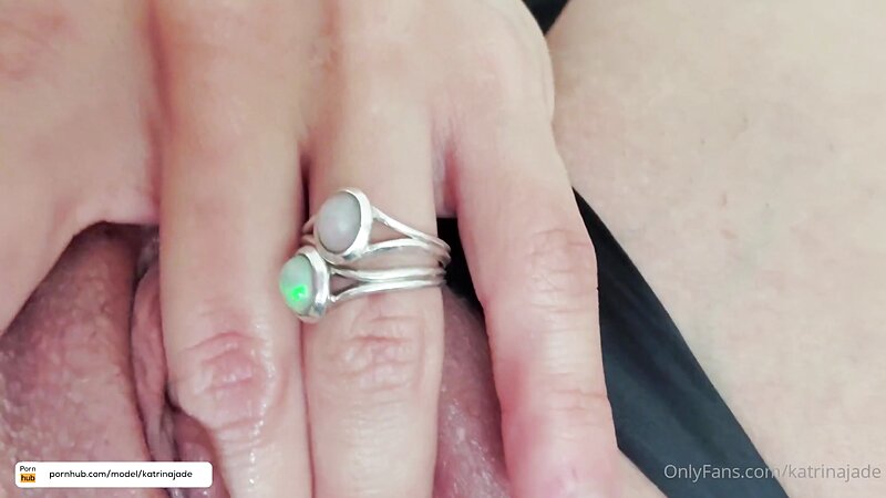 Katrina Jade Goth Brunette Fingering Pink Pussy and Rubbing Shaved Pussycat