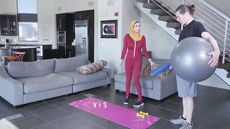 Muslim-Style Yoga with Busty Teens in Threesome Double Penetration and Creampie