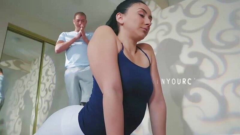 Blonde Teen in Tight Yoga Pose Caught in Hot Threesome, Cum Creampie Fetish