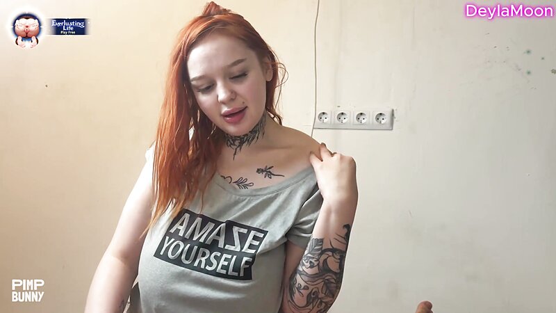 DeylaMoon Redhead Big Tits Blowjob and Tit Fuck with Cumload