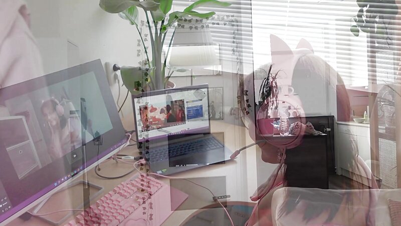 Feya Fern and BabyXGhoul Busty Babes in Fishnet Lingerie Lesbian Fingering and Masturbating with Toys