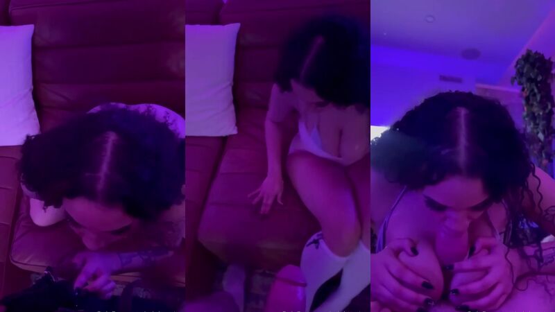 Rain Hearts Busty Tattooed BBW Gives Hard Blowjob to Big Cock