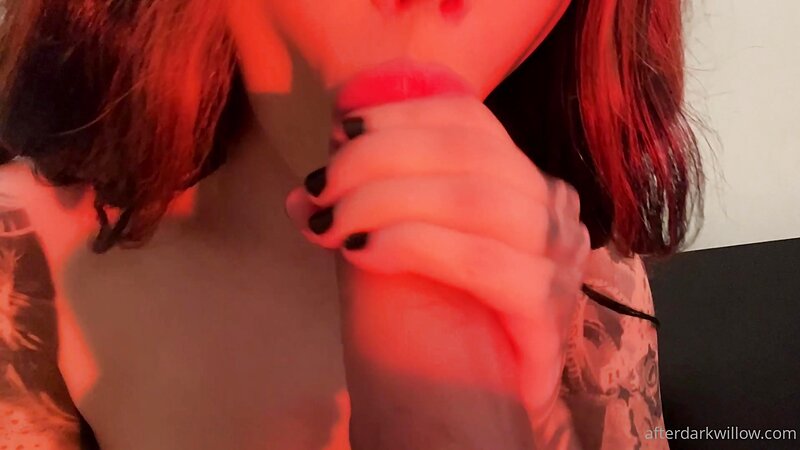 Willow Harper Blowjob with Dildo in Close Up POV with Big Tits and Tattoos