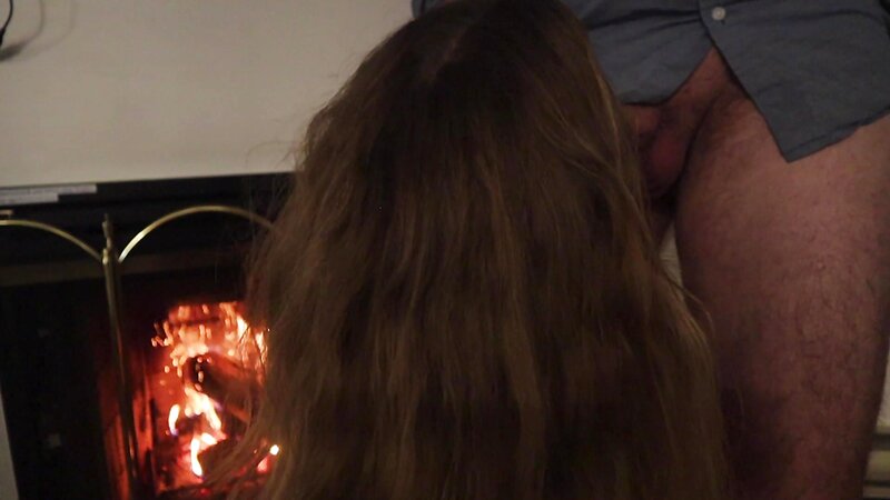 Mia Melano Gives Blonde Blowjob and Tit Fuck Near Fireplace