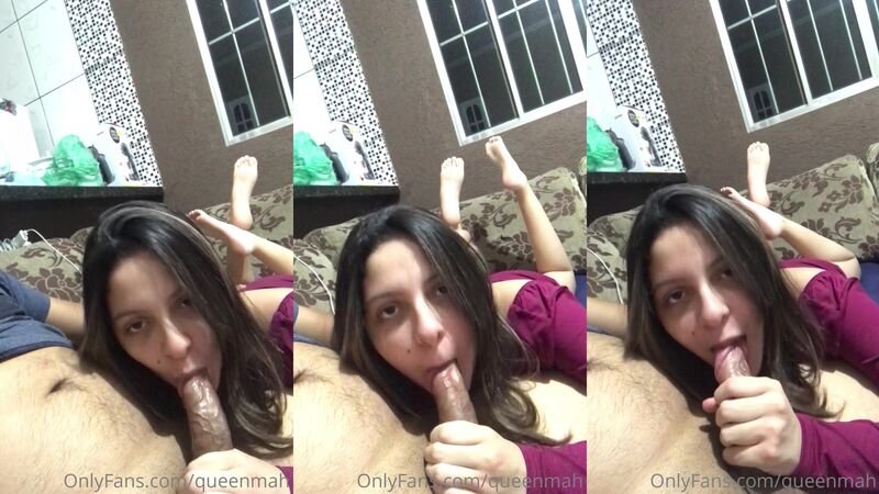 Queen Mah Brunette POV Blowjob and Handjob for Her Man