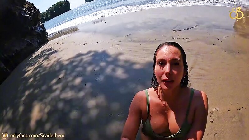 Scarlet Benz Latina Milf Gets Rough Doggystyle Fuck and Blowjob from Stranger on Public Beach