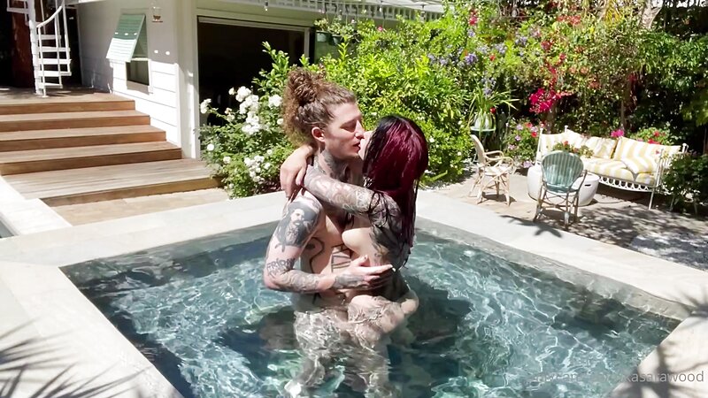 KasaraWood Tattooed Milf Doggystyle Pounding in Swimming Pool with Blowjob and Cunnilingus