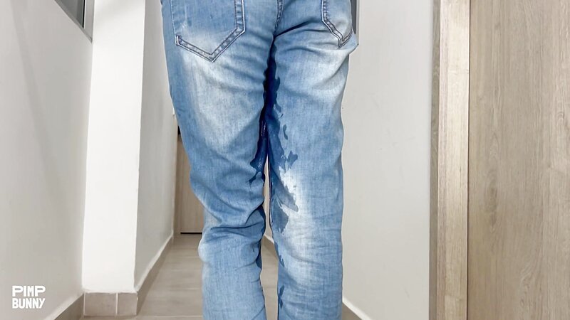 Minami Wetting Herself in Jeans with Tattoos and Black Nails Teasing in Closed Bathroom