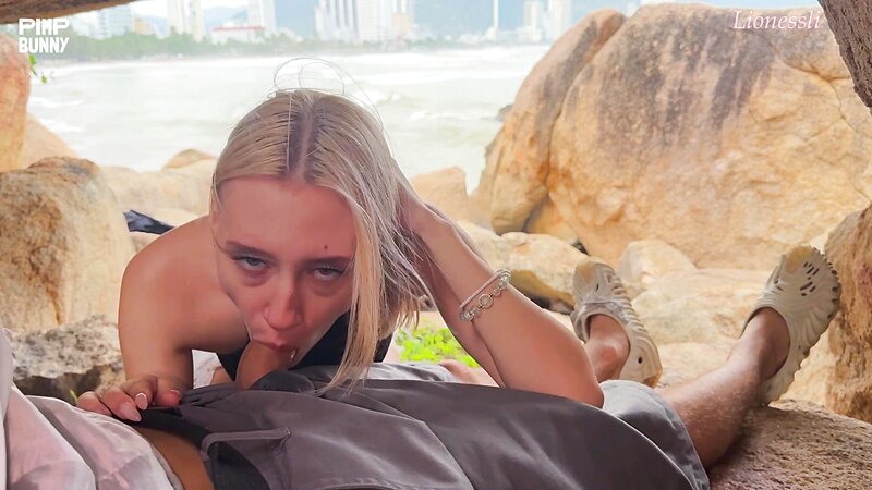 Lionessli Blonde with Big Tits Fucked Hard in Cowgirl and Anal on Rocky Shoreline