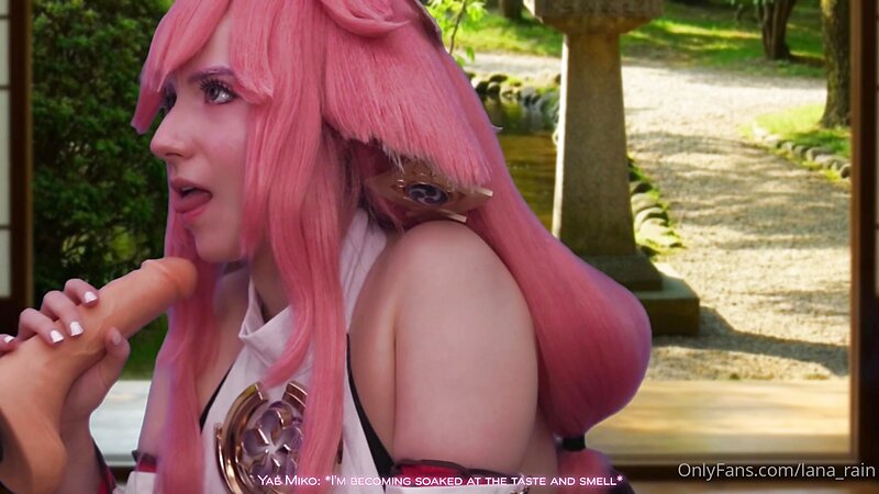 Lana Rain Genshin Impact Yae Miko Cosplay Blowjob and Masturbation