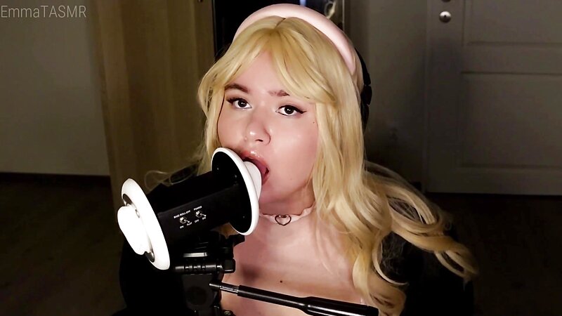 EmmaTASMR ASMR Wet Licking and POV Blowjob with Eye Contact and Jerking Off 3DIO