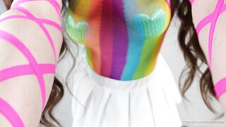 Lil Canadian Girl Shaking Ass in Rainbow Outfit Nude Video Leaked