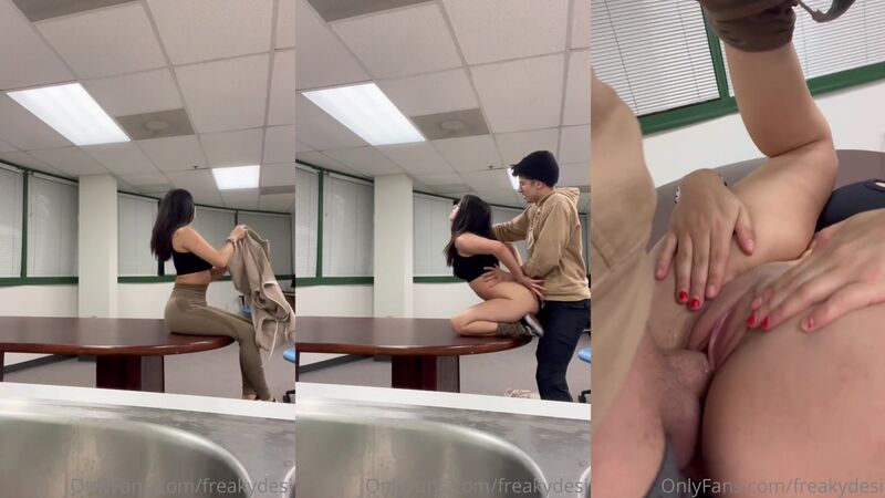 Freakydesi Bends Over The Table And Gets Creampied