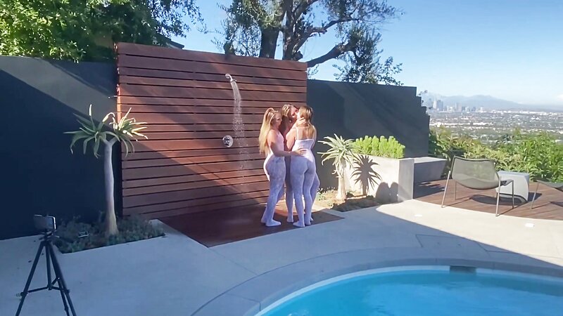 AJ Applegate, Lena Paul & Laney Grey Take Turns Sharing A BBC Outdoors