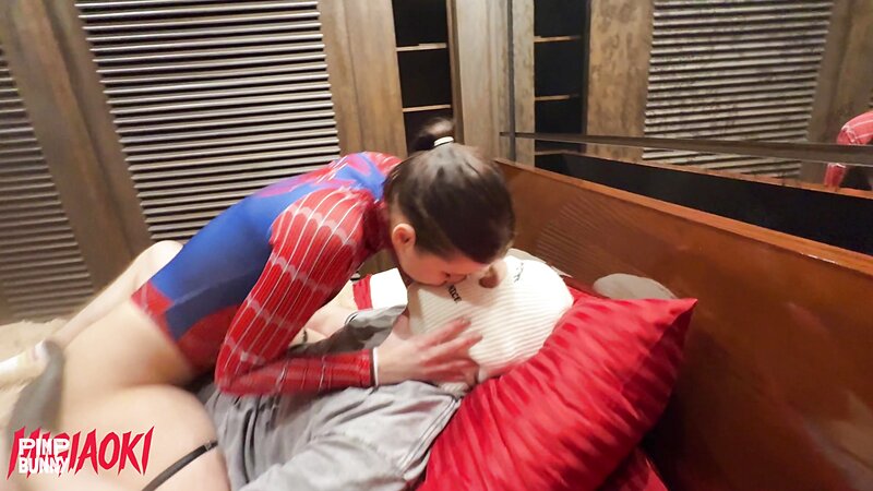 Migi Aoki Satisfies Two Horny Asses In Their Spiderman Outfits