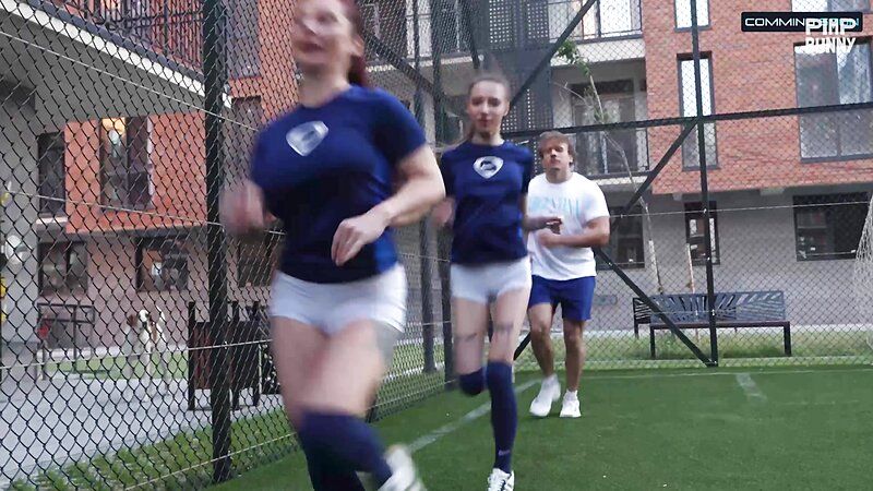 Luna Evans And Her Teammates Are Surprised In The Locker Room By A Football Player After The Game