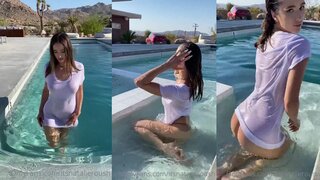 Natalie Roush Nude Boobs Visible in Wet T-shirt Video Leaked