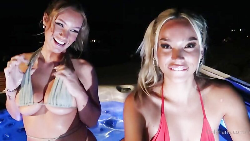 Sky Bri and Rara Knupps Cum Masturbation in Pool
