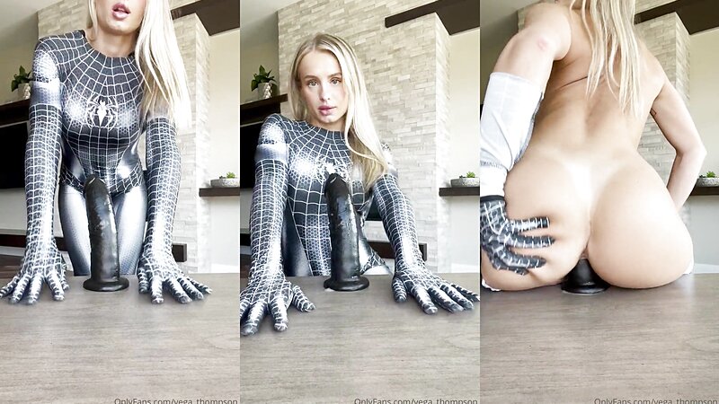 Vega Thompson Spider Girl Fucking a Dildo