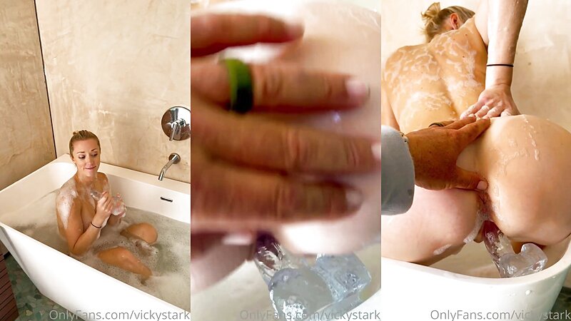 Vicky Stark Riding a Dildo in Bathtub